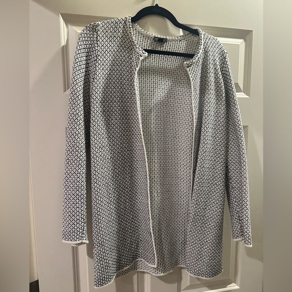 Black and White Open Front Cardigan